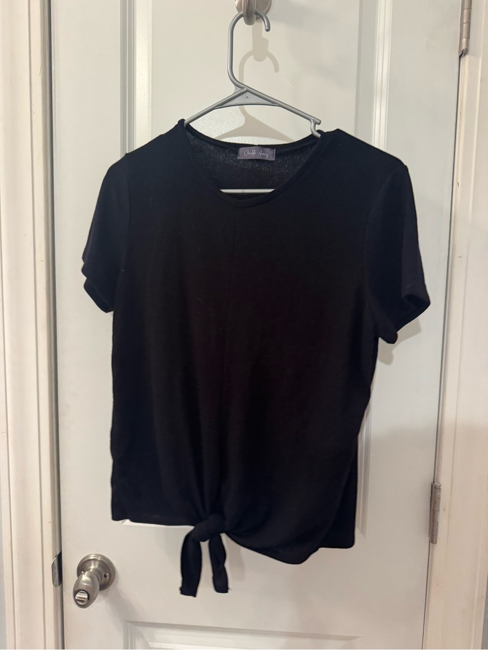 Tie-Front Short Sleeve Tee - Black